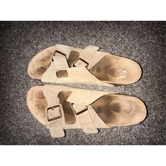 Birkenstock Arizona Taupe Suede Sandals - Picture 1 of 5